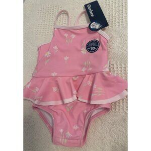 3‎ for $15 Gerber Infant Girls Pink Daisy Ruffle Swimsuit UPF 50+ 12 Months, NWT